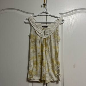 Y2K White/Yellow Summer Tank Top with Keyhole Neckline